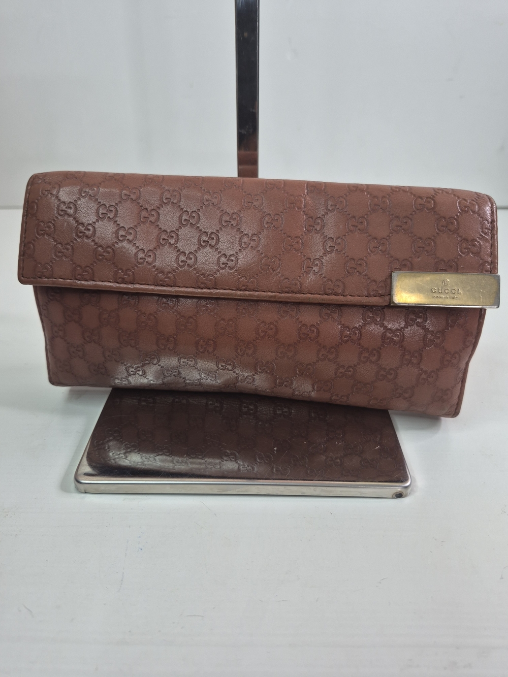 Gucci Brown Signature Leather Clutch